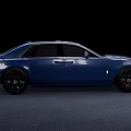 Blue Luxury Sedan With Modern Design Black Alloy Wheels And Front Grille
