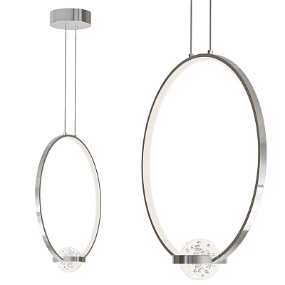 Two Modern Circular Chandeliers With Sleek Metal Frame And Soft Lighting 3d model