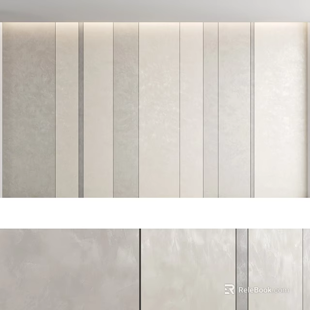 Stylish Modern Wall Paneling In Light Gray White Tones With Textured Surface Design 3d model 
