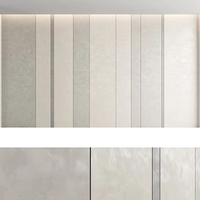 Stylish Modern Wall Paneling In Light Gray White Tones With Textured Surface Design 3d model
