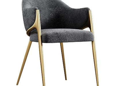 Modern Gray Accent Chair With Gold Metal Legs And Soft Plush Upholstery Design 3d model