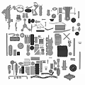 Modern machinery parts auto parts component parts engineering parts machine hardware parts combination 3d model