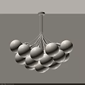 Modern Minimalist Chandelier with Multiple White Spherical Bulbs and White Metal Frame