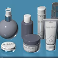Modern Perfume and Skincare Collection with Lip Balm Face Mask Hand Cream Bottles