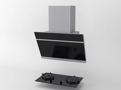 Modern Kitchen Appliances With Range Hood And Gas Stove In Sleek Design 3d model