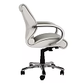 Light Colored Leather Office Chair With Modern Design Ergonomic Armrests And Swivel Casters
