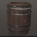 Traditional Wooden Barrel With Metal Hoops Wooden Top And Rivets For Home Storage