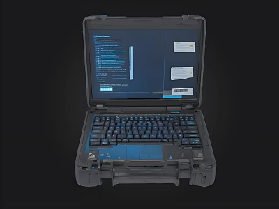 Rugged Industrial Laptop With Backlit Keyboard Data Interface Screen And Durable Case 3d model