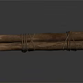 Bundled Natural Wooden Logs Tied With Thick Rope Stacked Together