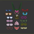 Stylish Apparel Accessories Collection With Glasses Masks Bow Ties And Star Pins
