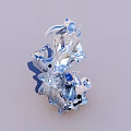 Abstract Blue Metallic Sculpture With Flowing Glossy Form And Shiny Surface