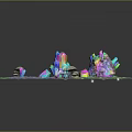 Colorful Octagonal Decorative Ornament Set With Crystal Gemstone Pieces And Glittering Texture