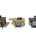 Vintage Sewing Machines On Wooden Tables With Storage Drawers And Different Designs