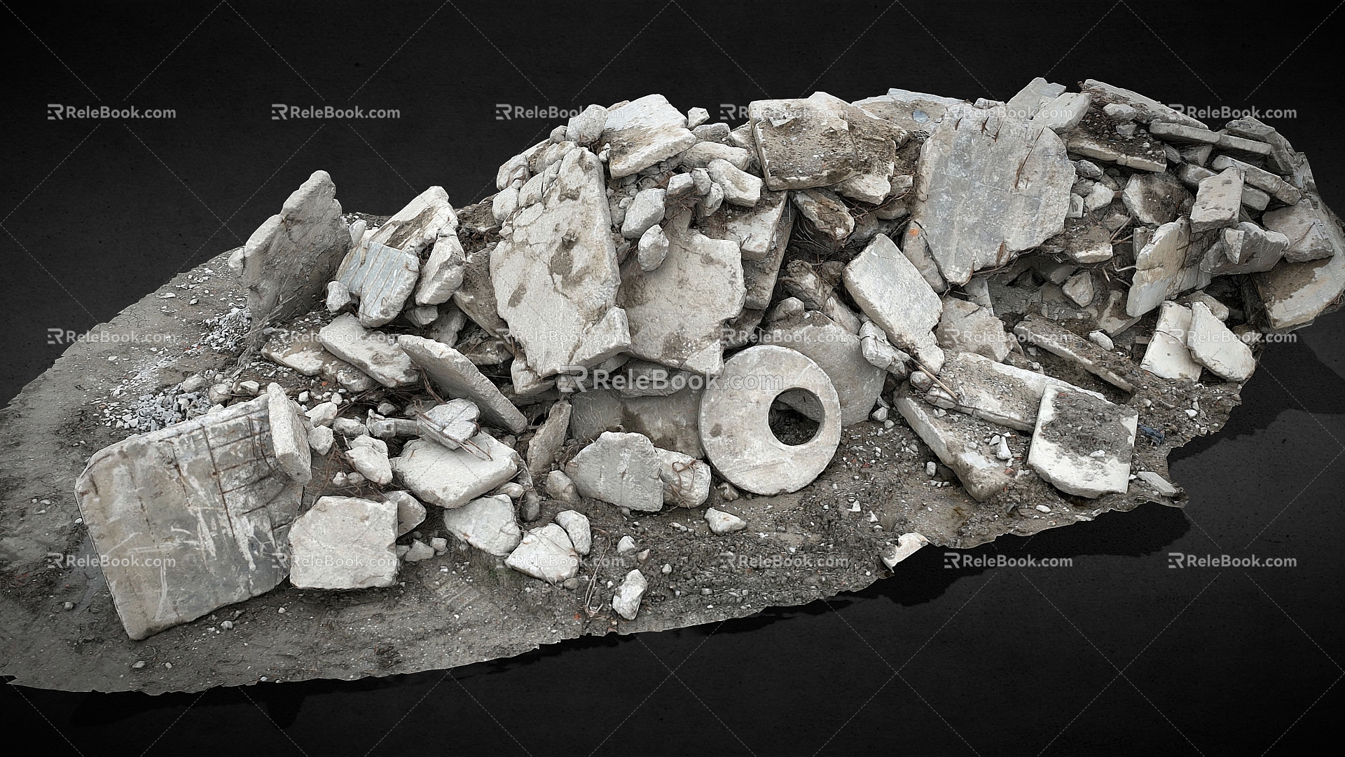 Ruins Fragments Concrete Building Materials Building Slag Brick Stone Brick Slag Stone 3d model