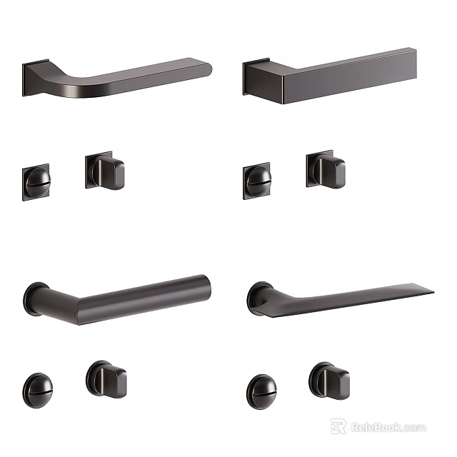 Various Modern Door Handles With Different Designs And Metal Construction For Homes 3d model 