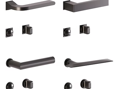 Various Modern Door Handles With Different Designs And Metal Construction For Homes 3d model