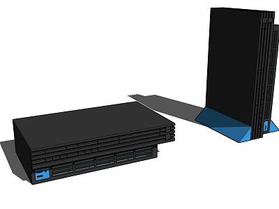 Black Headphone Speakers System With Dual Horizontal Vertical Units Blue Base Design 3d model