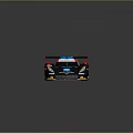 Black and Blue High Performance Race Car With Aerodynamic Design Rear Wing and Sponsor Logos