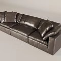 Black Leather Sectional Sofa with Plush Cushions and Modern Living Room Design