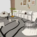 Cream wind sofa coffee table combination 3d model