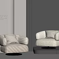 Stylish Beige Single Sofa with Cushion and Metal Base in Designer Interior