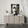 Modern Entryway Side Cabinet With Decorative Vases Artwork And Sculpture