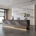 Modern company front desk background wall reception area bar desk reception desk hall simple lobby 3d model