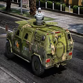 Military Functional Vehicle Carrying Soldiers Driving on Dirt Road in Off-Road Terrain