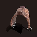 Detailed Brown Leather Saddle With Cracked Texture And Metal Ring Chain