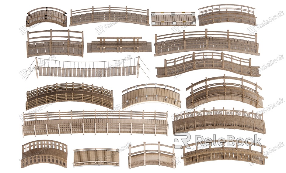 New Chinese Style Bridge Wooden Bridge Arch Bridge Landscape Wooden Bridge model