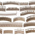 Various Wooden Landscape Bridge Designs Featuring Different Arch And Rail Styles