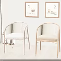 Elegant Leisure Chairs With Rattan Backrest Wooden Legs And Colored Cushions In Cozy Interior