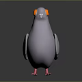 3D Animated Pigeon Game Character With Purple Body Orange Eyes And Pink Feet