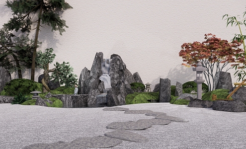 New Chinese Landscape Setches Dry Landscape Courtyard Garden 3d model