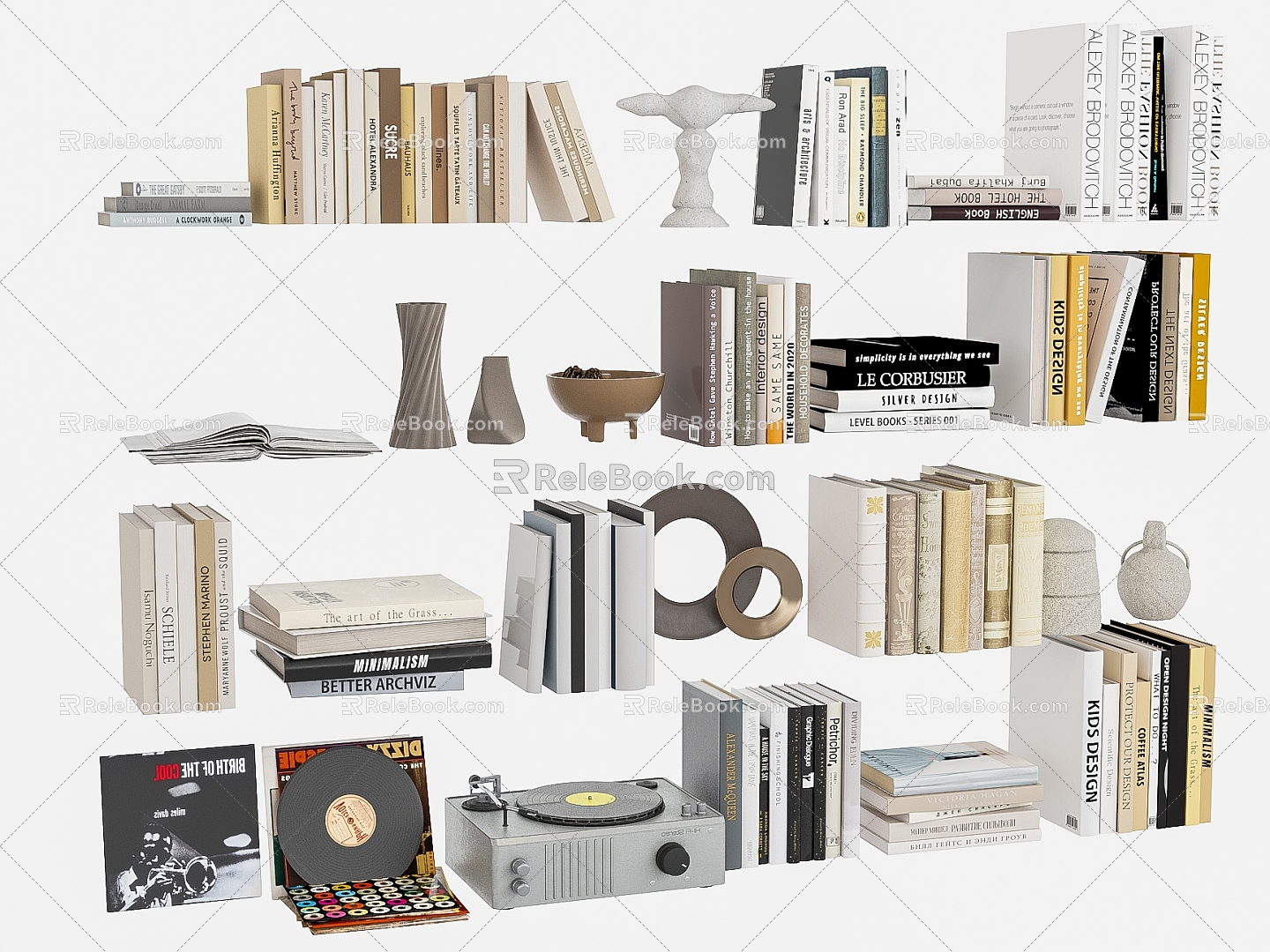 Book Book Combination Wall Hanging Bookshelf Book Ornaments 3d model