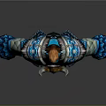 Detailed Fantasy Warrior Character In Blue Glowing Armor With Fur Trim
