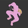 Biological Character With Green Weapon And Yellow Outfit In Dynamic Jumping Pose