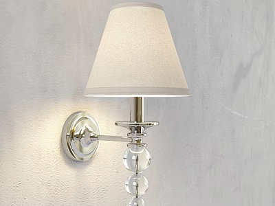 Elegant Fabric Shade Wall Sconce With Crystal Decor On Light Gray Wall 3d model