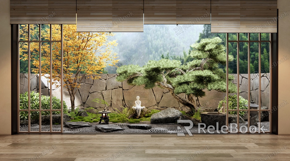 Home Courtyard Landscape Stone Landscape Pine Tree Tingbu Villa Garden Balcony model