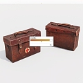 Leather medicine box old items 3d model