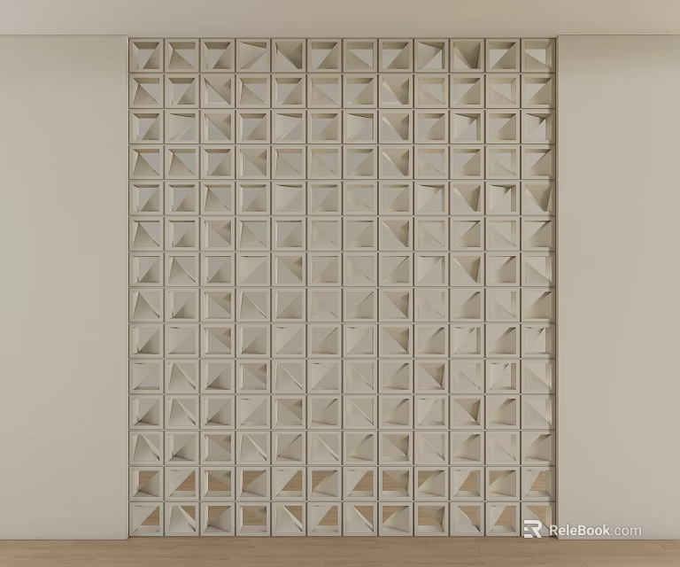 Decorative Partition with Geometric Lattice Design Light Colored Frame in Interior Space Separation 3d model