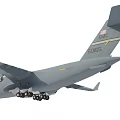 C17 Transport Aircraft Front View Featuring Four Engines Tail Section And Landing Gear