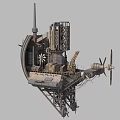 Complex Industrial Equipment with Metal Framework Mechanical Arms and Propellers