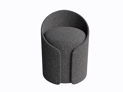 Modern Gray Fabric Sofa Stool With Curved Backrest And Comfortable Design 3d model