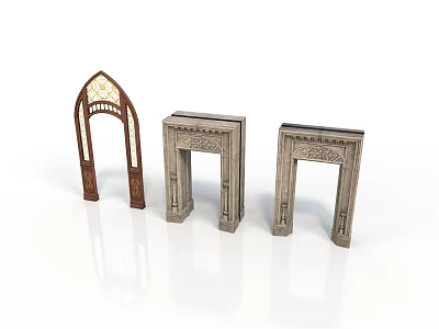 Architectural Doorway Decorations With Carved Patterns And Various Design Styles 3d model