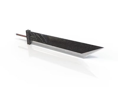 Black Blade Knife As Modern Weapon With Brown Handle And Metal Texture 3d model