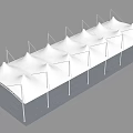 White Tensile Membrane Canopies With Supporting Poles In Row Structure 3d model