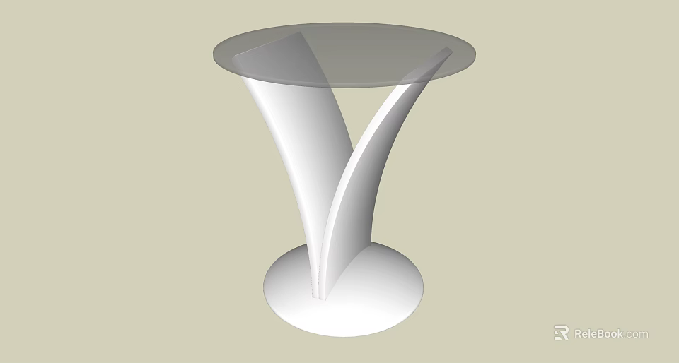 Modern Minimalist Coffee Table With Round Glass Top And White Y Shaped Base 3d model 