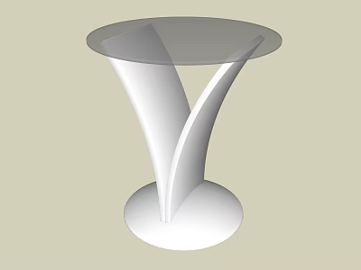 Modern Minimalist Coffee Table With Round Glass Top And White Y Shaped Base 3d model
