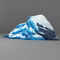 Detailed 3D Iceberg Model With Blue White Texture And Realistic Structure